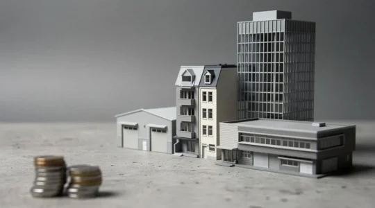 Symbolic composition representing a diversified property investment portfolio built from small amounts of capital