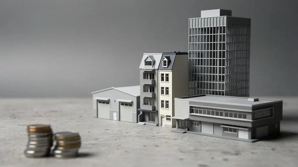 Symbolic composition representing a diversified property investment portfolio built from small amounts of capital