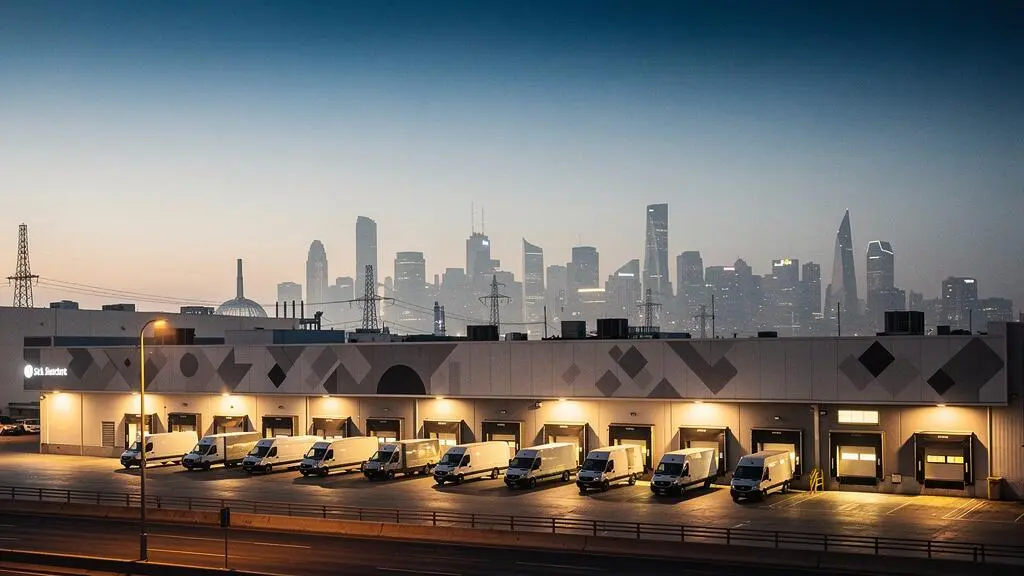 Modern last-mile logistics warehouse at dusk symbolizing the e-commerce driven real estate investment boom